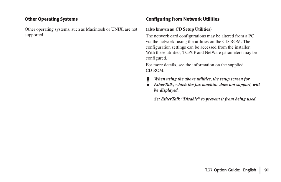 Other operating systems, Configuring from network utilities | Oki FAX 5780 User Manual | Page 91 / 114