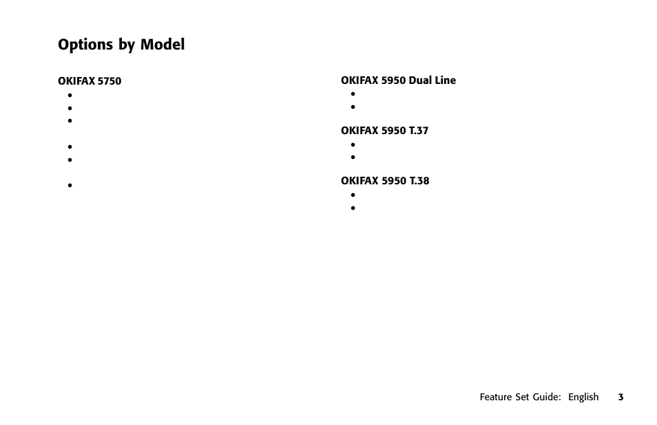 Options by model | Oki 5950 User Manual | Page 13 / 171