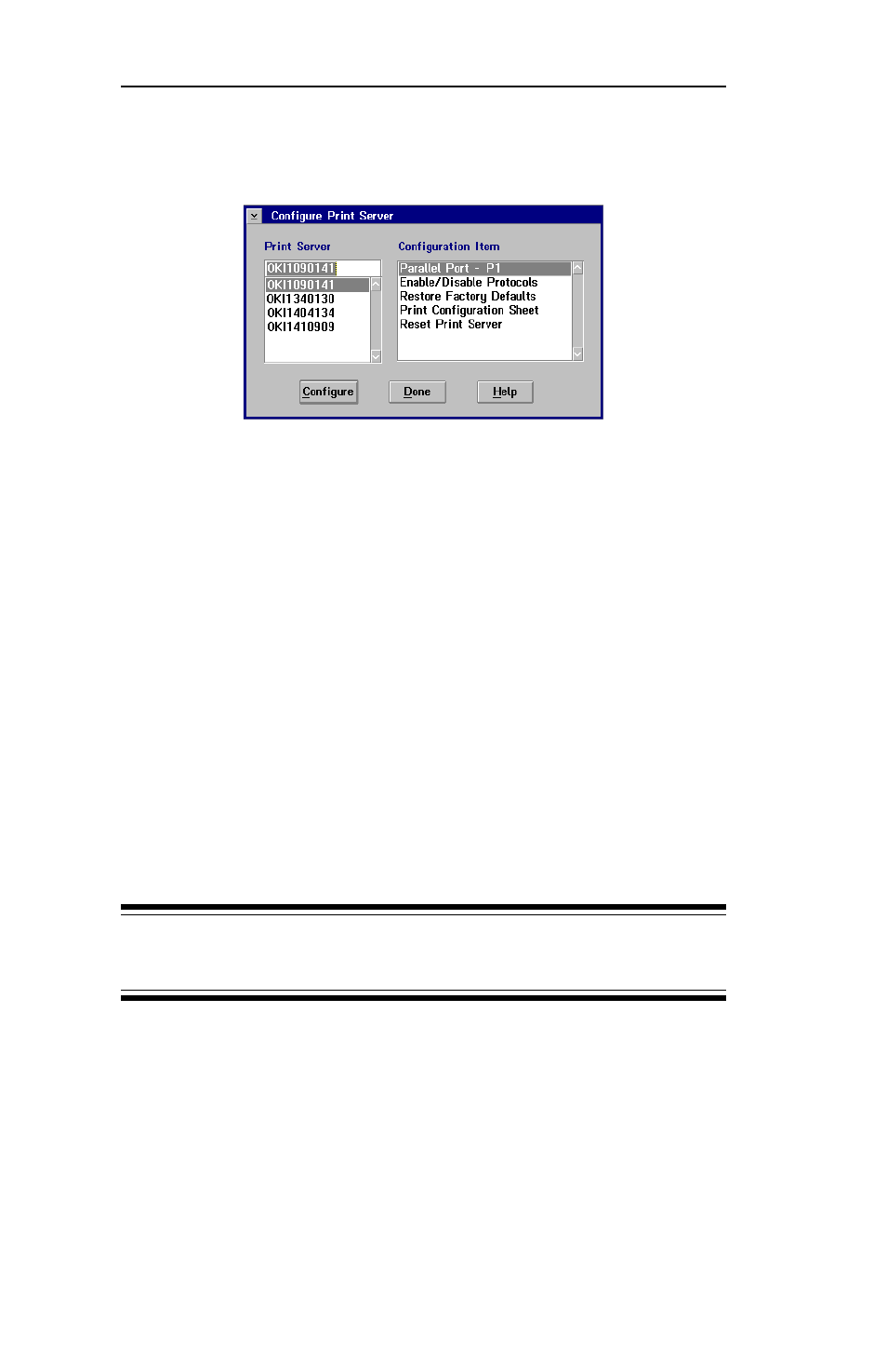 Configuring parallel port p1 | Oki 6120E User Manual | Page 190 / 222