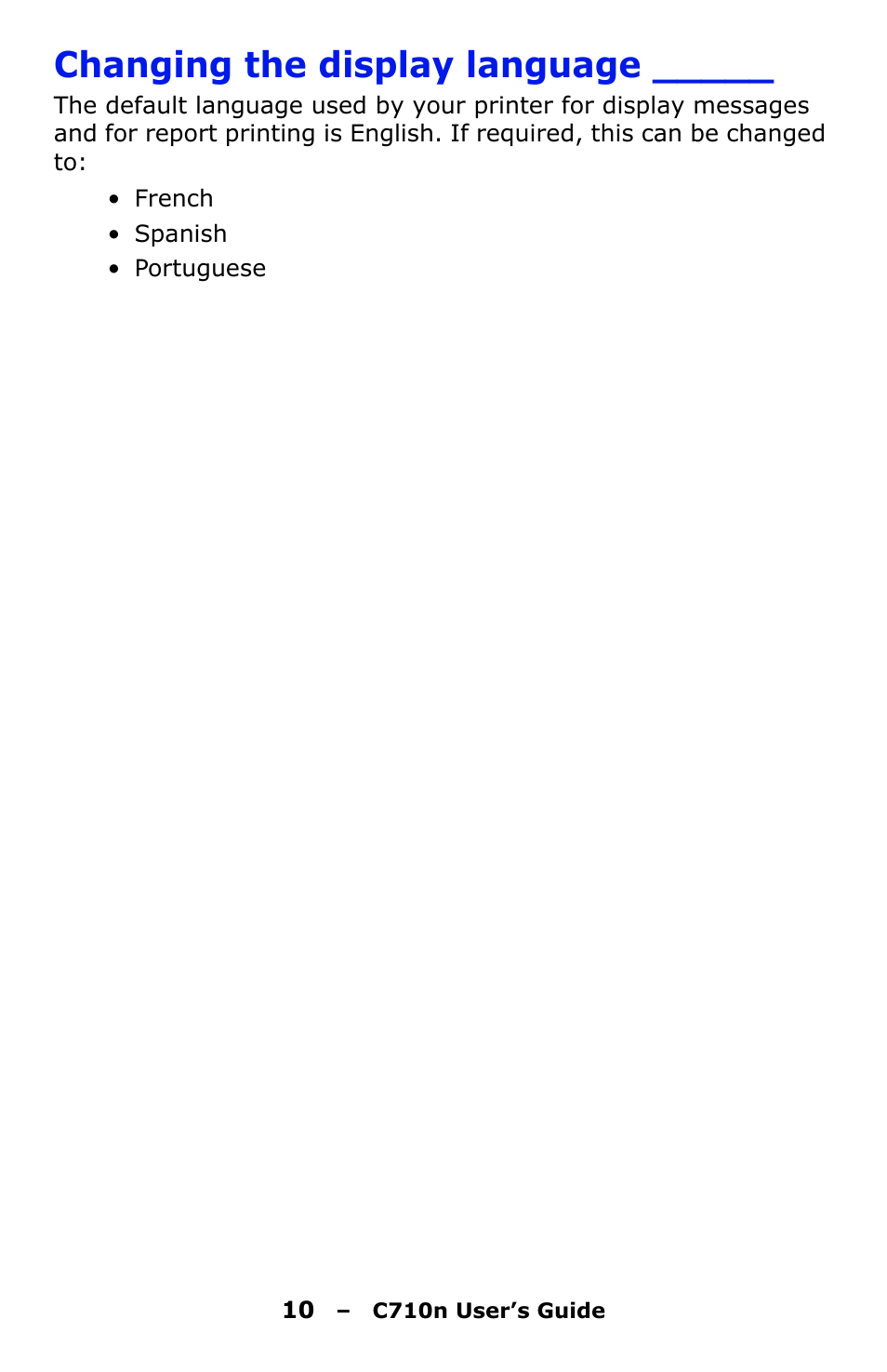 Changing the display language | Oki C710n User Manual | Page 10 / 101