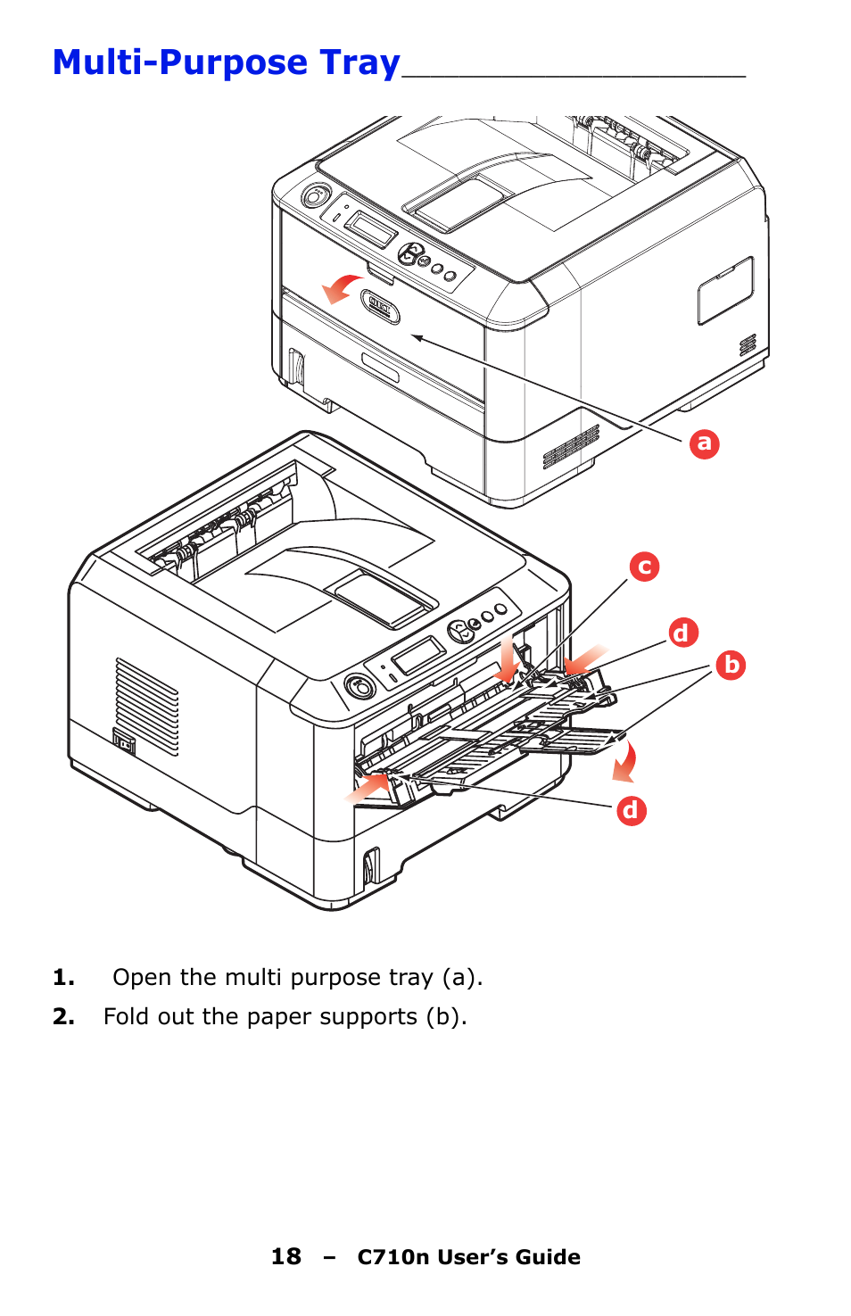 Multi-purpose tray | Oki C710n User Manual | Page 18 / 101