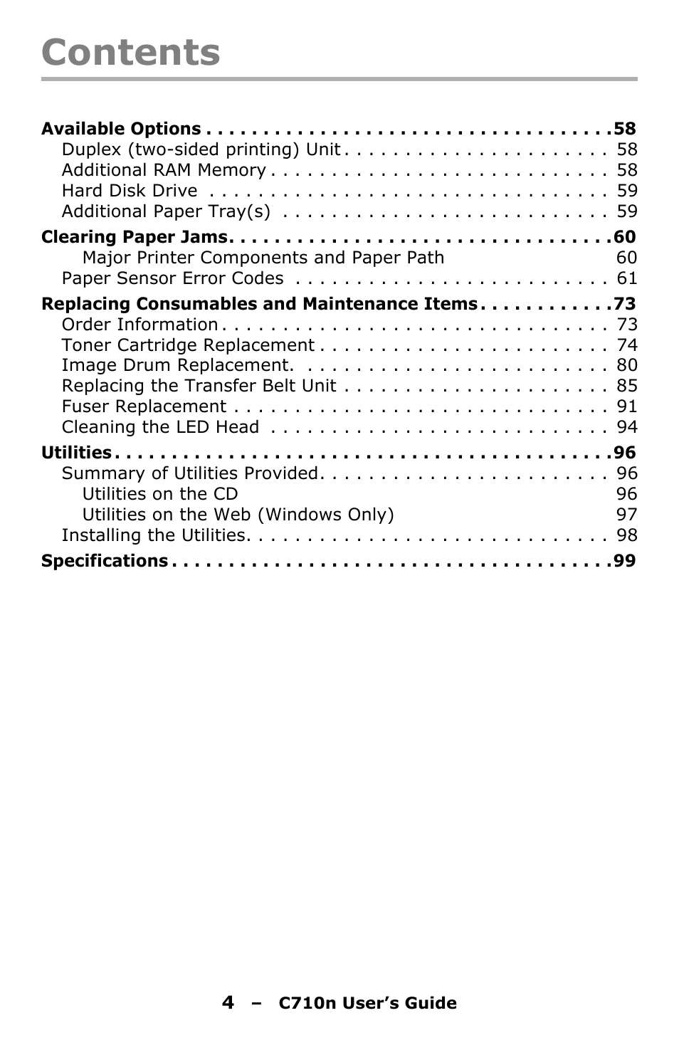 Oki C710n User Manual | Page 4 / 101