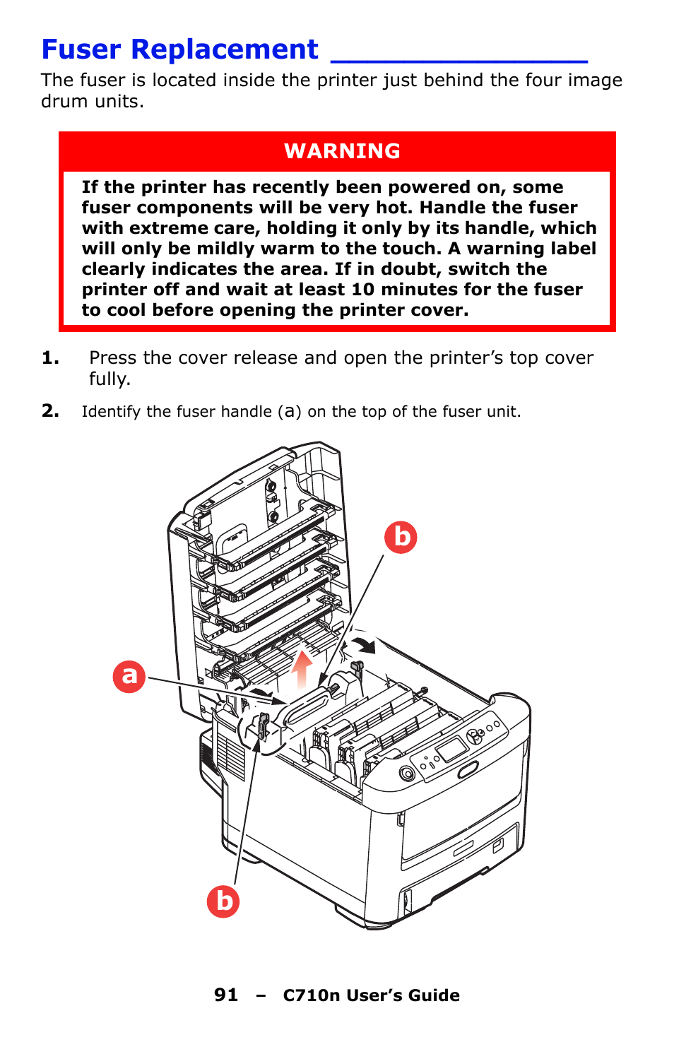 Fuser replacement | Oki C710n User Manual | Page 91 / 101