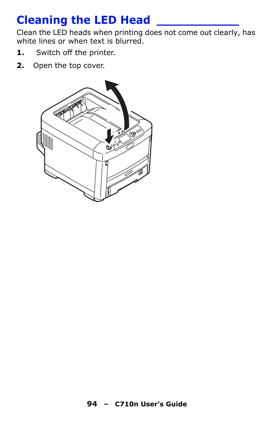 Cleaning the led head | Oki C710n User Manual | Page 94 / 101