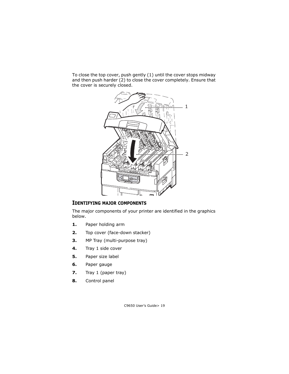 Identifying major components | Oki C 9650dn User Manual | Page 19 / 126