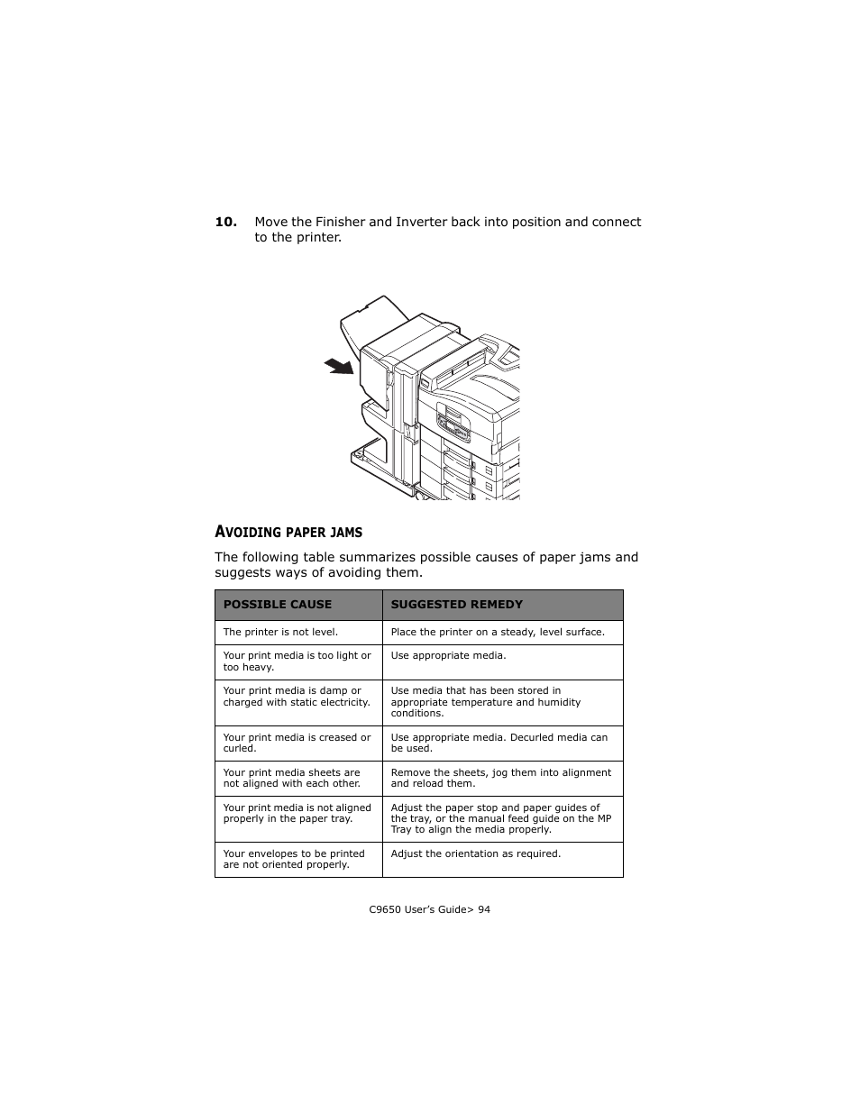 Avoiding paper jams | Oki C 9650dn User Manual | Page 94 / 126