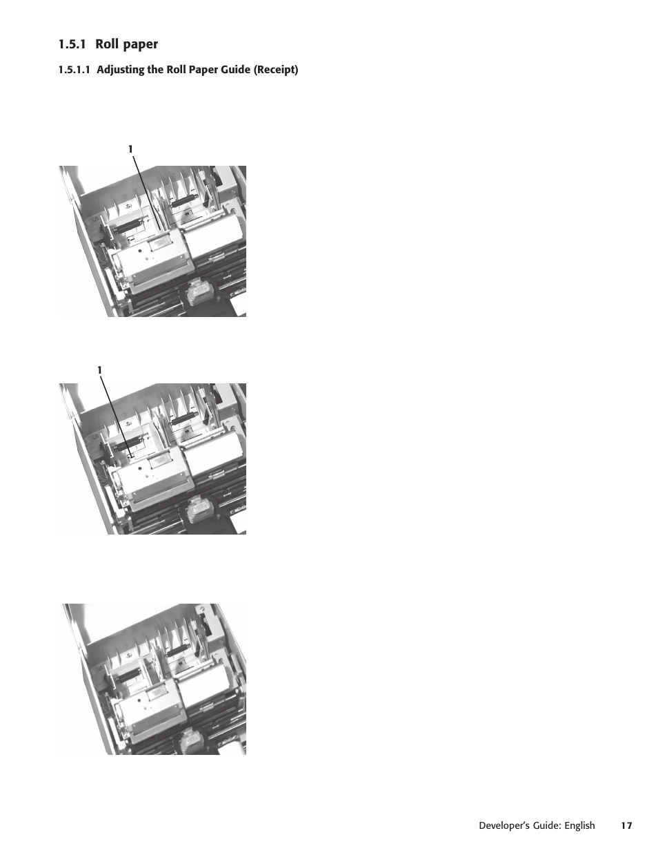 1 roll paper, 1 adjusting the roll paper guide (receipt) | Oki POS 425D User Manual | Page 17 / 137