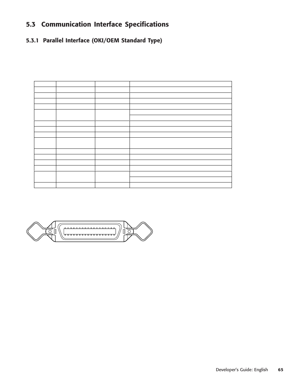3 communication interface specifications, 1 parallel interface (oki/oem standard type) | Oki POS 425D User Manual | Page 65 / 137
