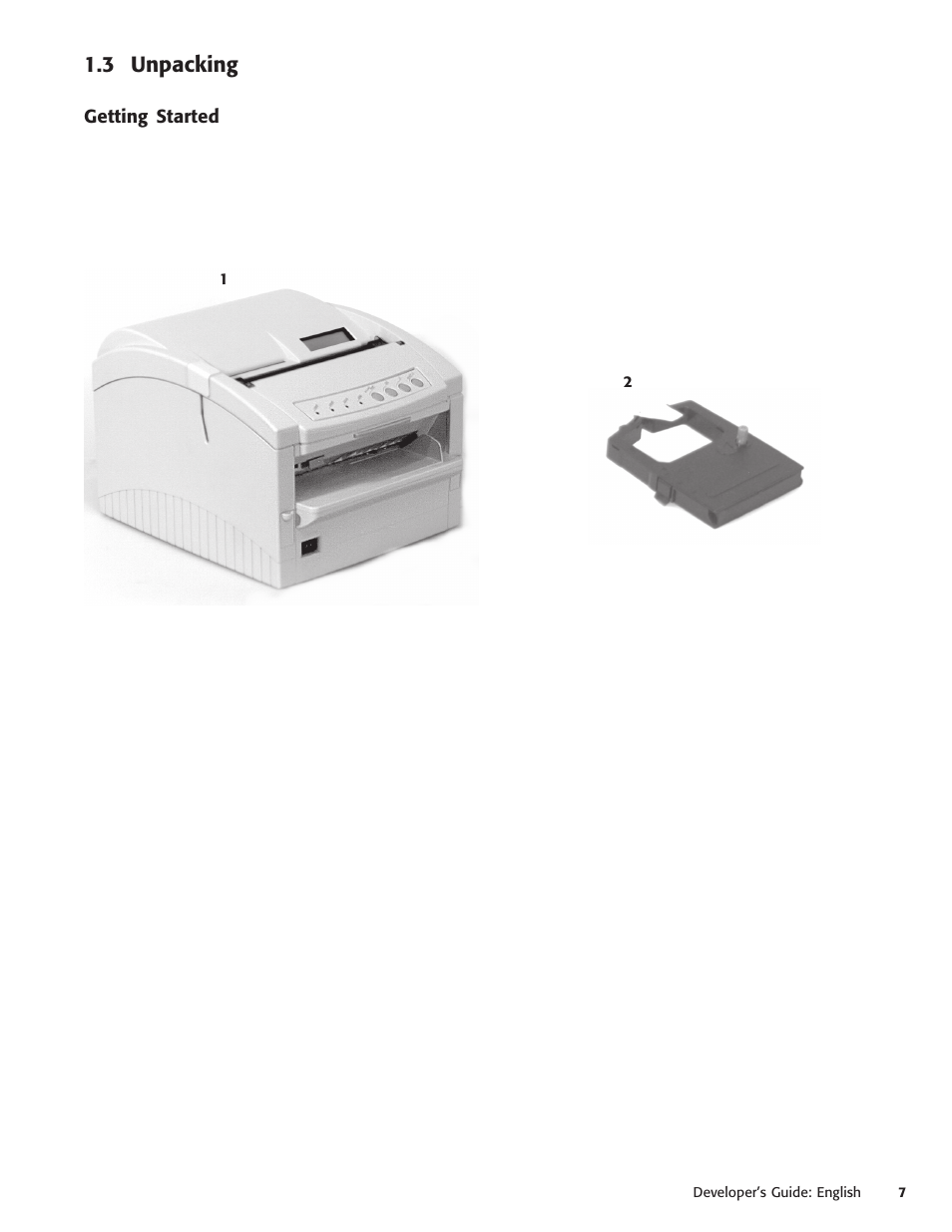 3 unpacking, Getting started | Oki POS 425D User Manual | Page 7 / 137