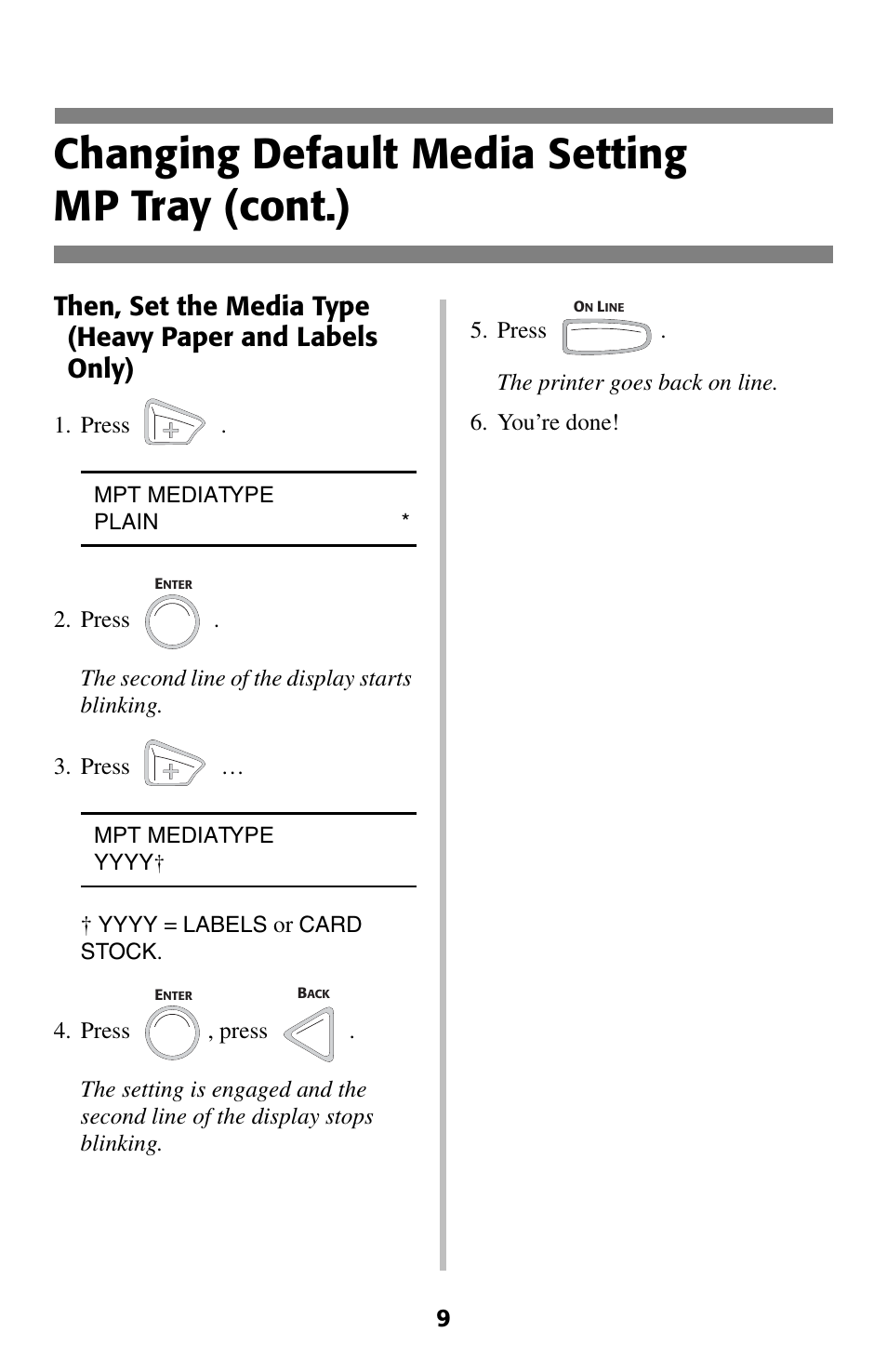 Changing default media setting mp tray (cont.) | Oki C 5200ne User Manual | Page 10 / 41