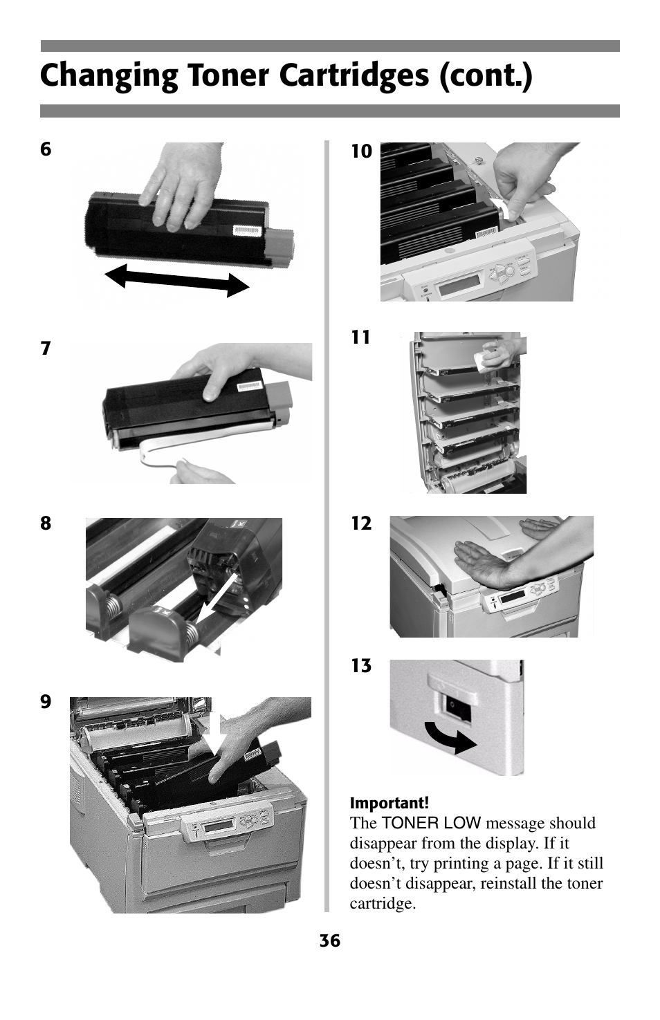 Changing toner cartridges (cont.) | Oki C 5200ne User Manual | Page 37 / 41