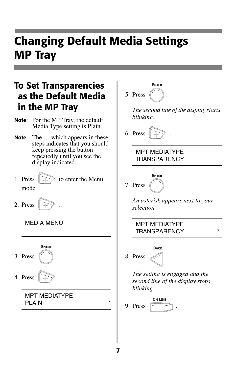 Mp tray, Changing default media settings mp tray | Oki C 5200ne User Manual | Page 8 / 41
