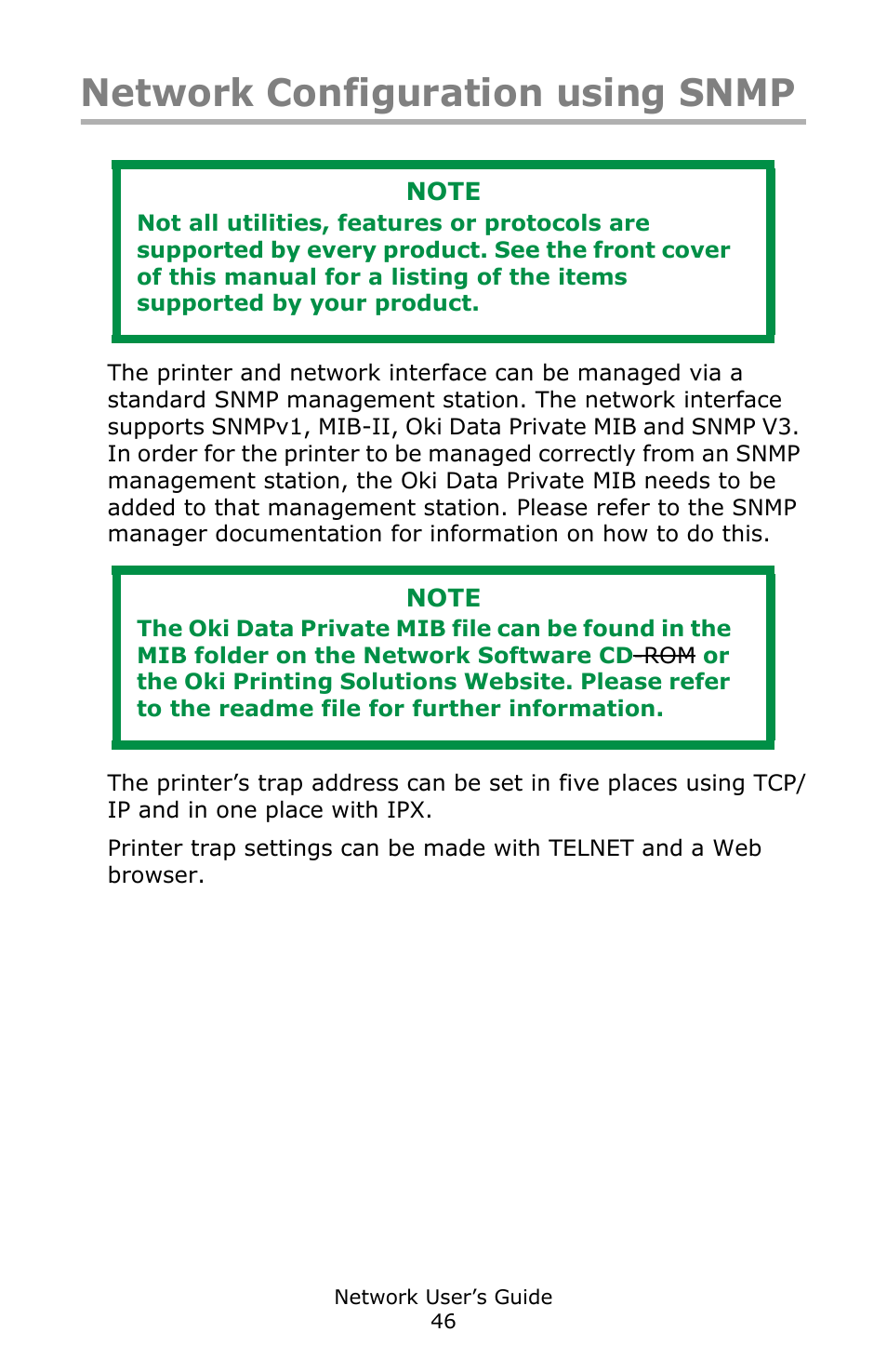 Network configuration using snmp | Oki C3600 User Manual | Page 46 / 95