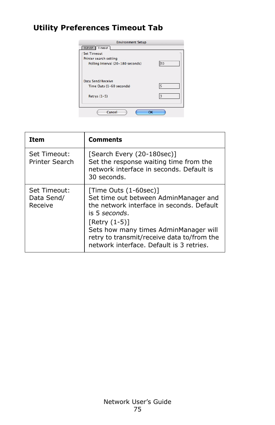 Utility preferences, Utility preferences timeout tab | Oki C3600 User Manual | Page 75 / 95