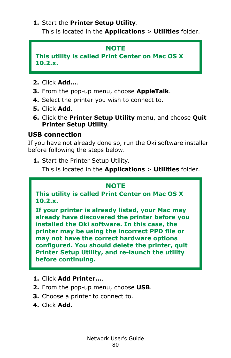 Usb connection | Oki C3600 User Manual | Page 80 / 95