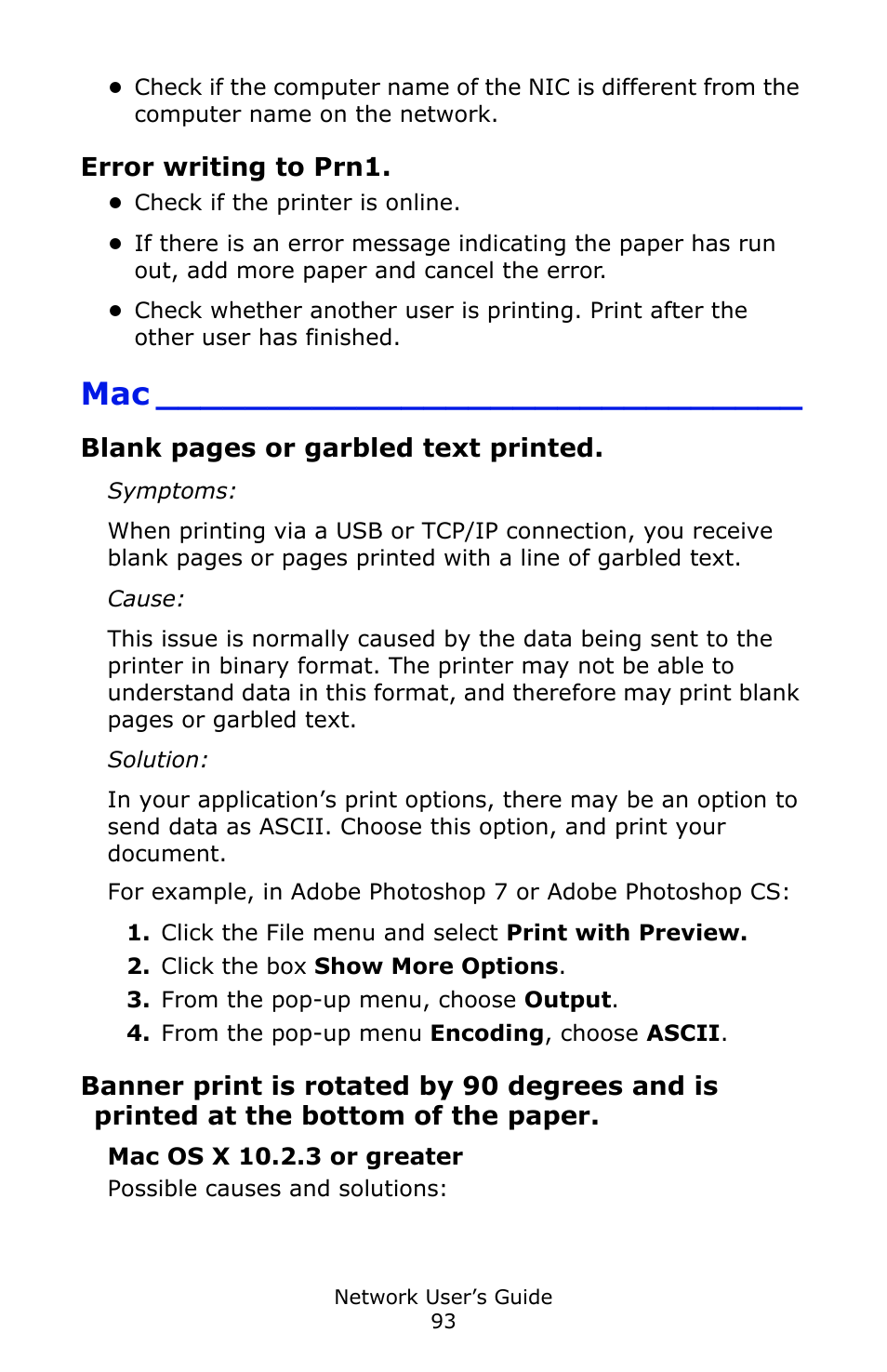 Error writing to prn1, Bottom of the paper | Oki C3600 User Manual | Page 93 / 95