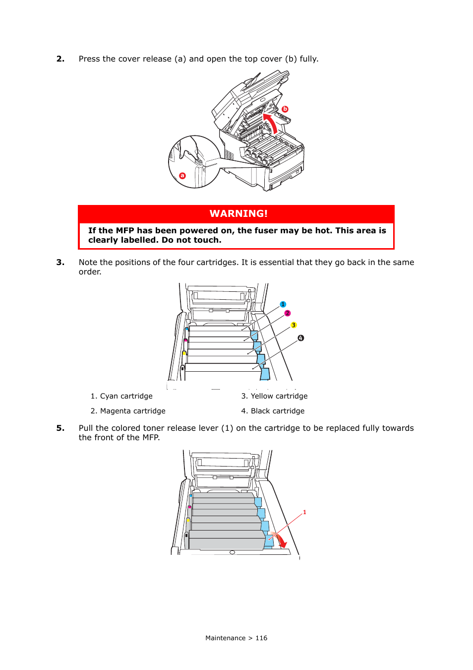 Warning | Oki MC860n MFP User Manual | Page 116 / 180