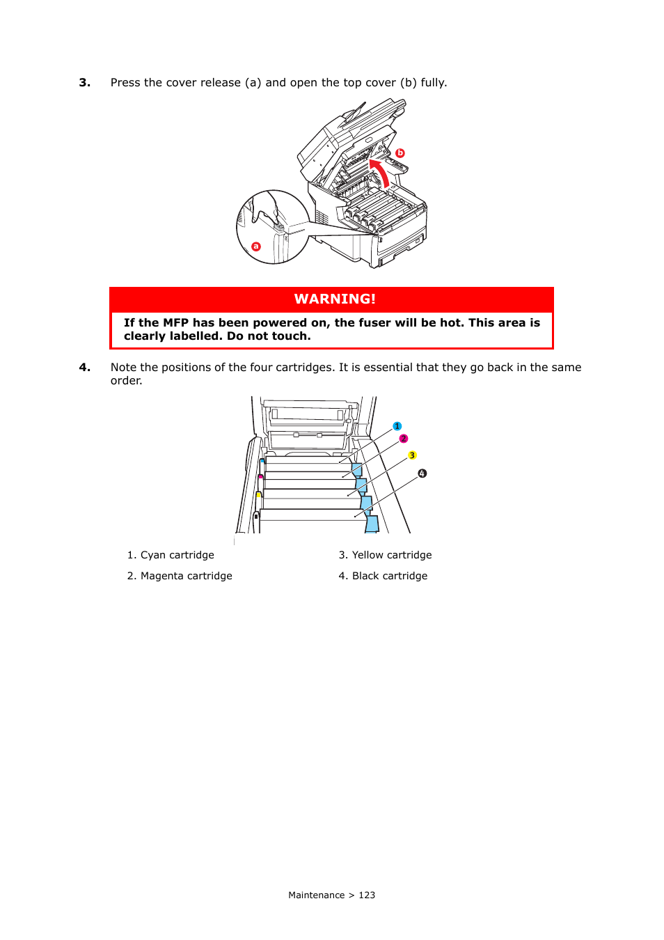 Warning | Oki MC860n MFP User Manual | Page 123 / 180