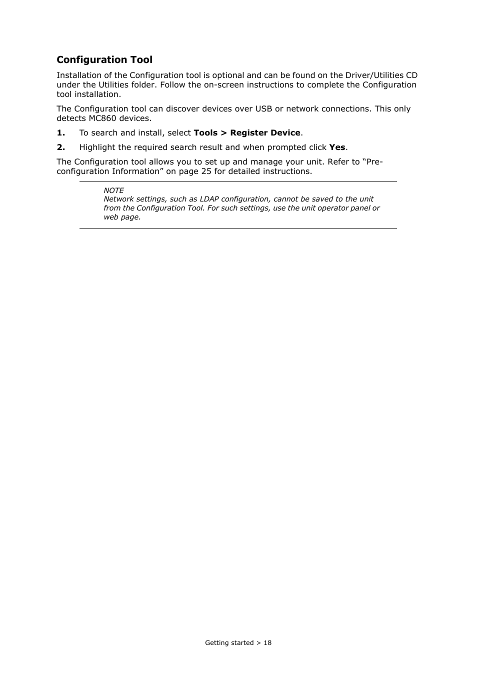 Configuration tool | Oki MC860n MFP User Manual | Page 18 / 180