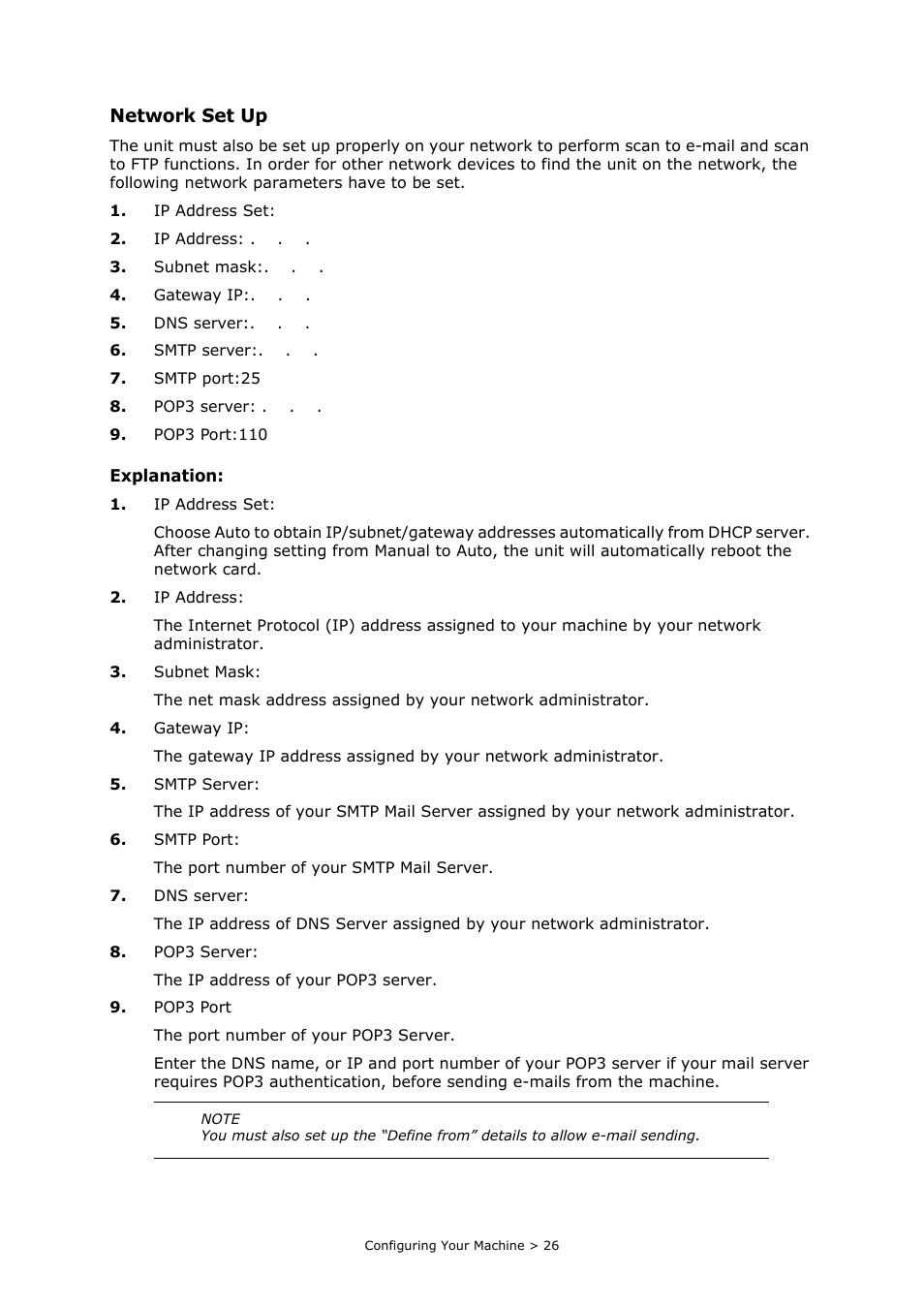Network set up | Oki MC860n MFP User Manual | Page 26 / 180