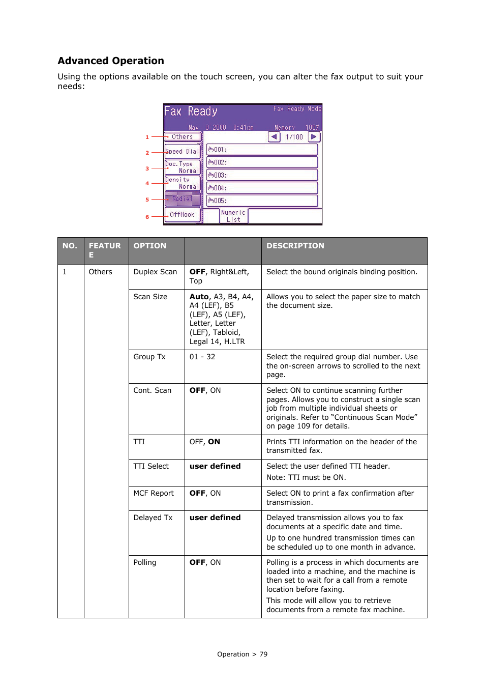 Advanced operation, Advanced | Oki MC860n MFP User Manual | Page 79 / 180