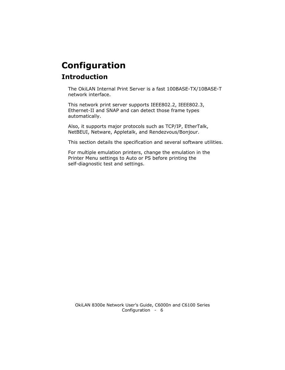 Configuration, Introduction | Oki 8300E C6100 User Manual | Page 6 / 129