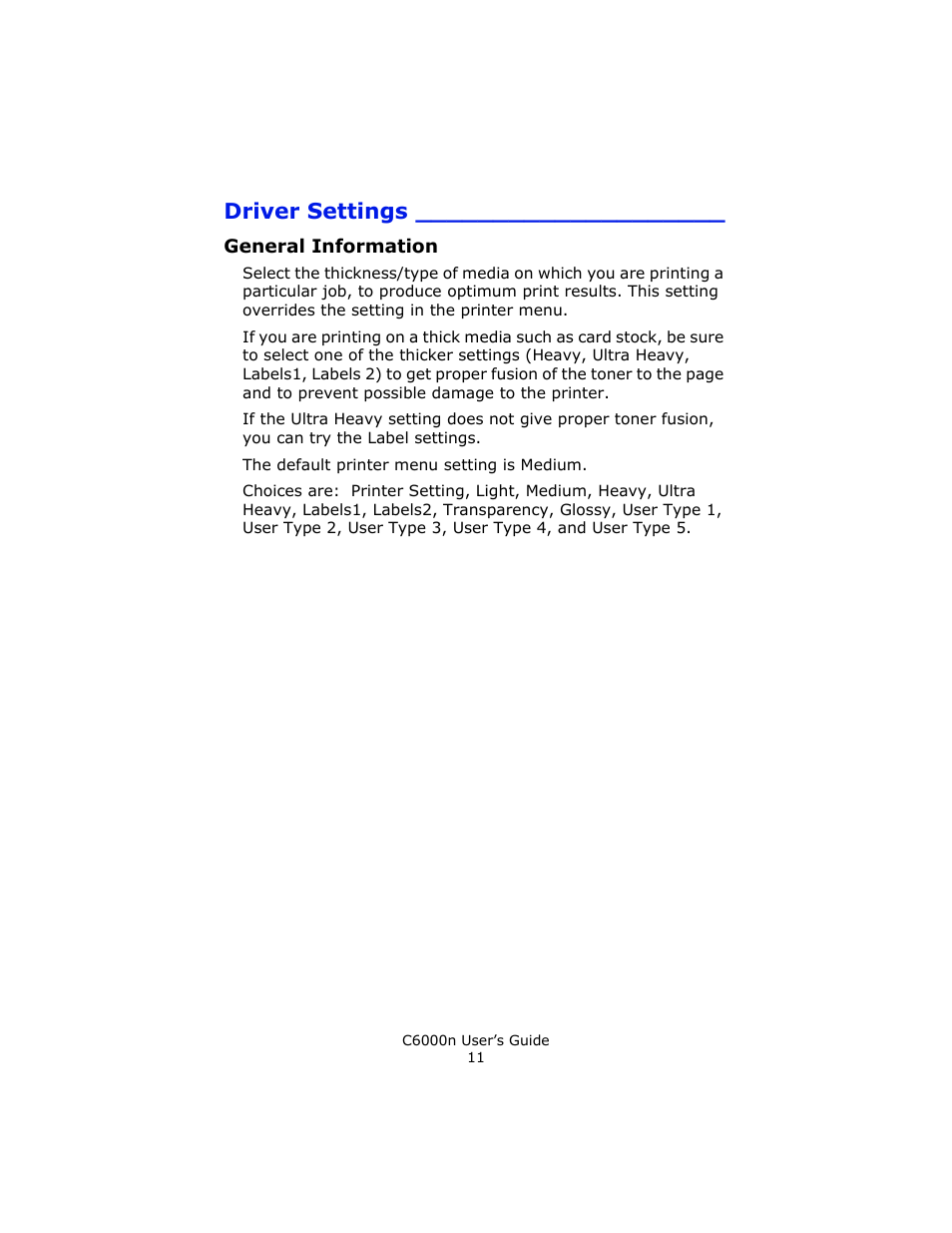 Driver settings, General information | Oki C 6000n User Manual | Page 11 / 324