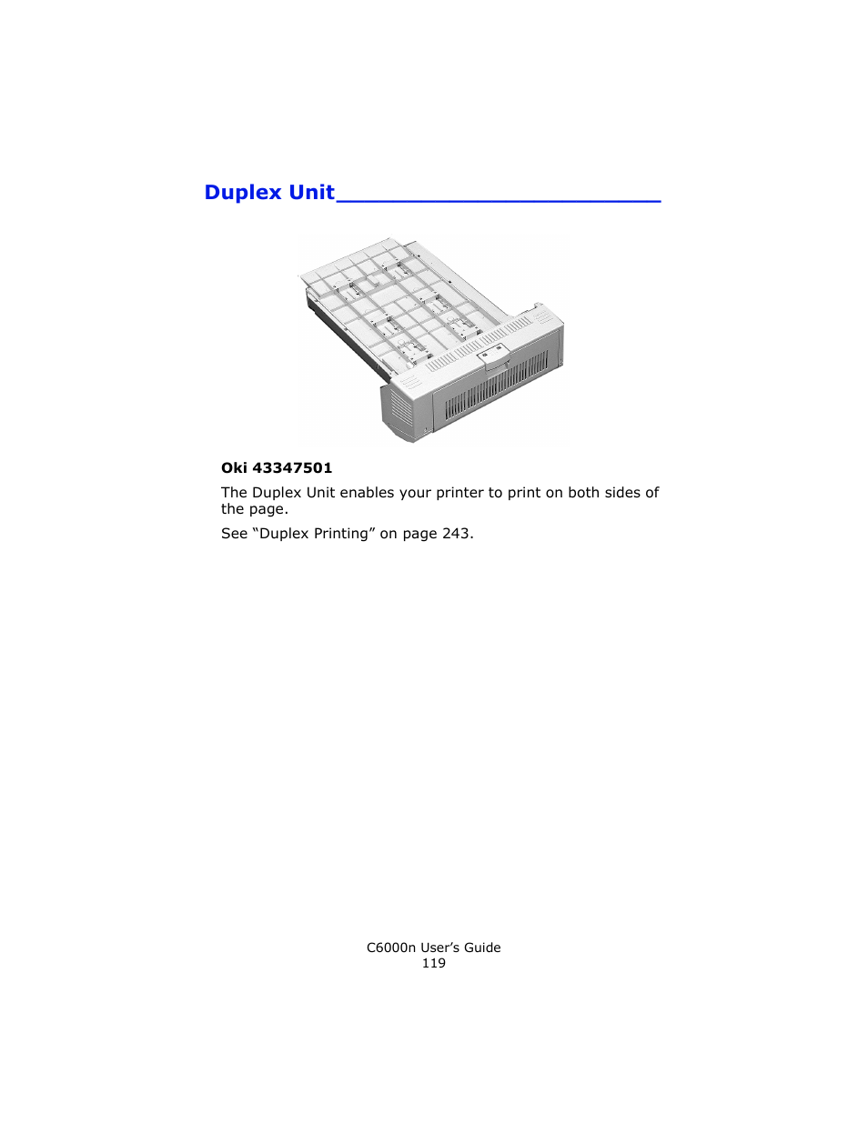 Duplex unit | Oki C 6000n User Manual | Page 119 / 324