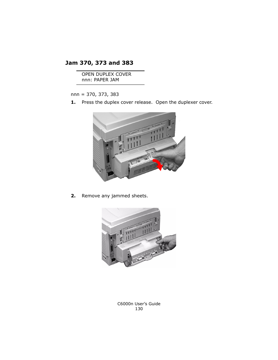Jam 370, 373 and 383 | Oki C 6000n User Manual | Page 130 / 324