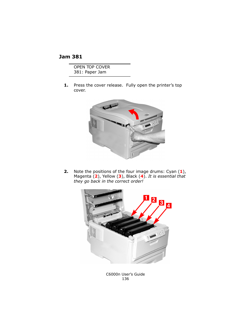 Jam 381 | Oki C 6000n User Manual | Page 136 / 324