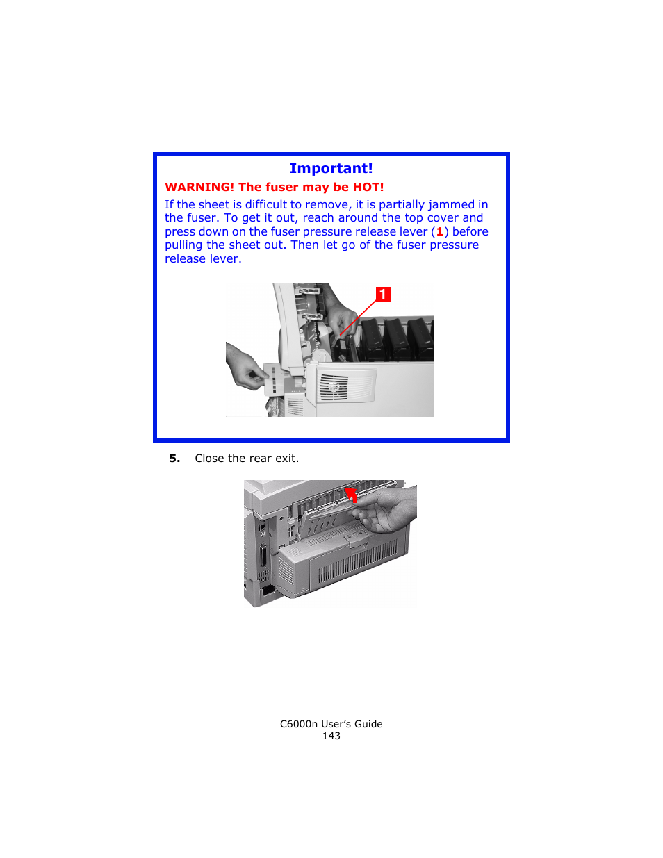 Important | Oki C 6000n User Manual | Page 143 / 324