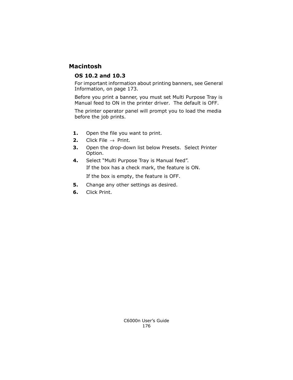 Macintosh, Os 10.2 and 10.3 | Oki C 6000n User Manual | Page 176 / 324
