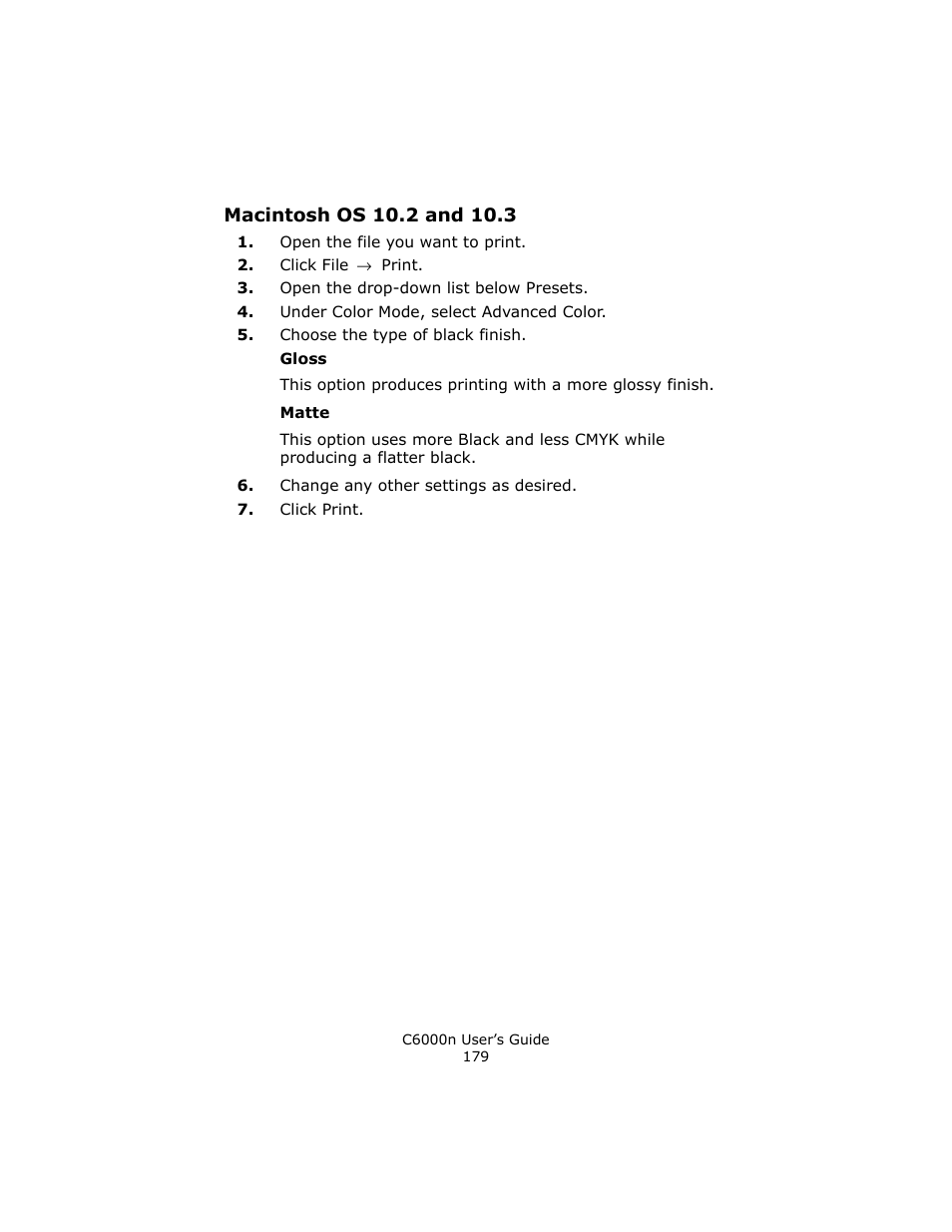 Macintosh os 10.2 and 10.3 | Oki C 6000n User Manual | Page 179 / 324