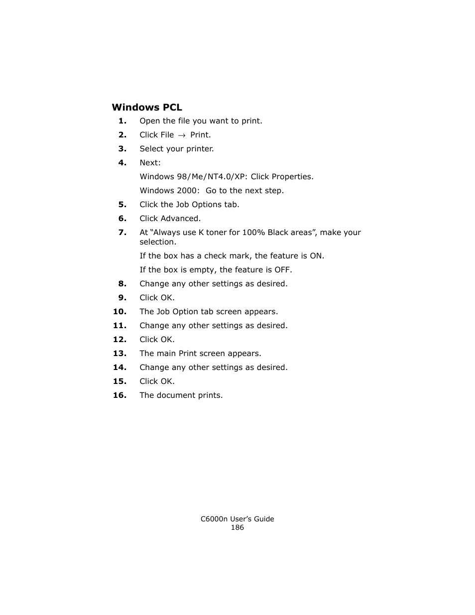 Windows pcl | Oki C 6000n User Manual | Page 186 / 324