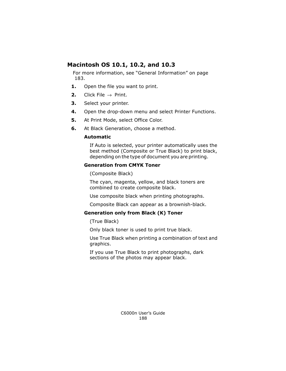 Macintosh os 10.1, 10.2, and 10.3 | Oki C 6000n User Manual | Page 188 / 324