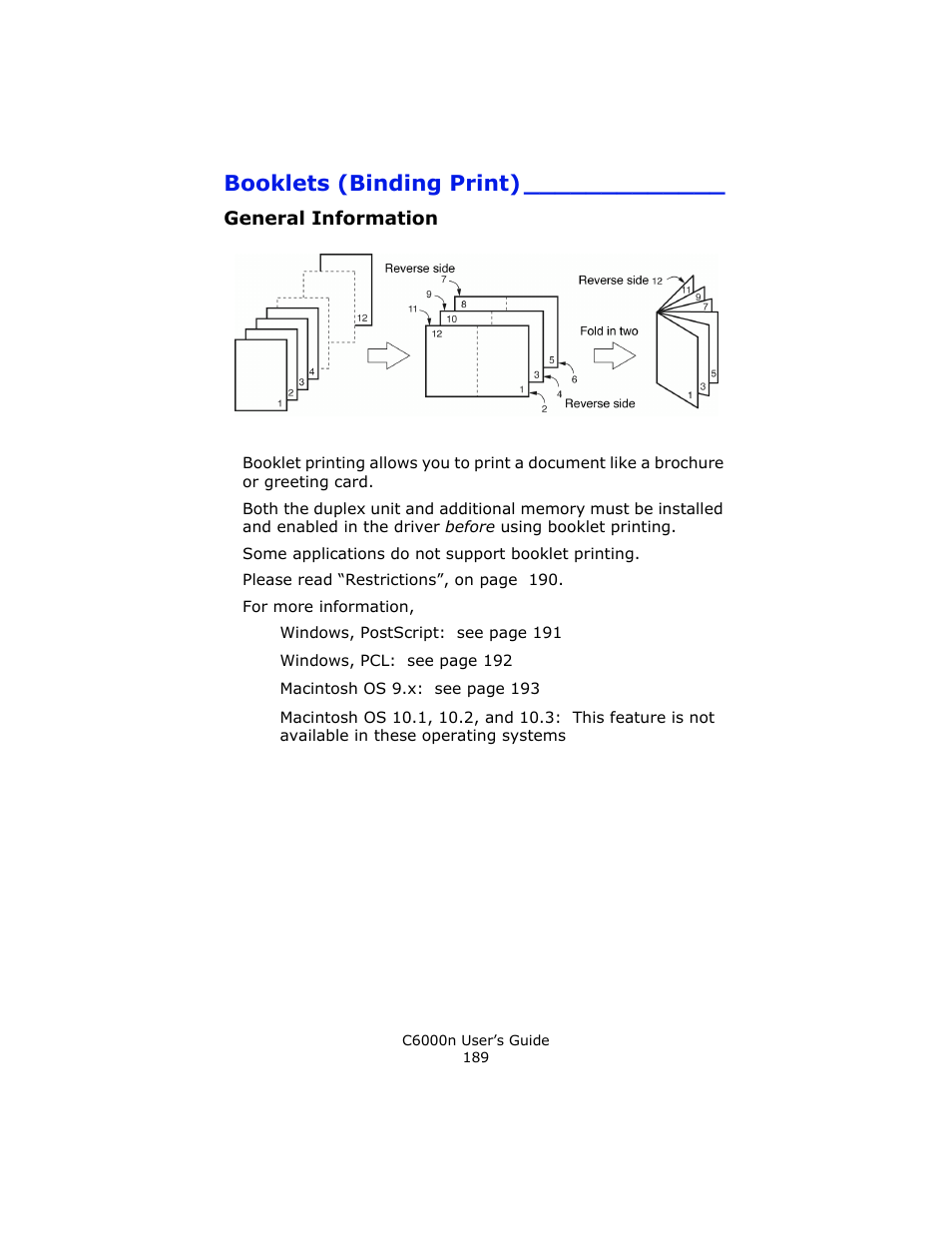 Booklets (binding print), General information | Oki C 6000n User Manual | Page 189 / 324