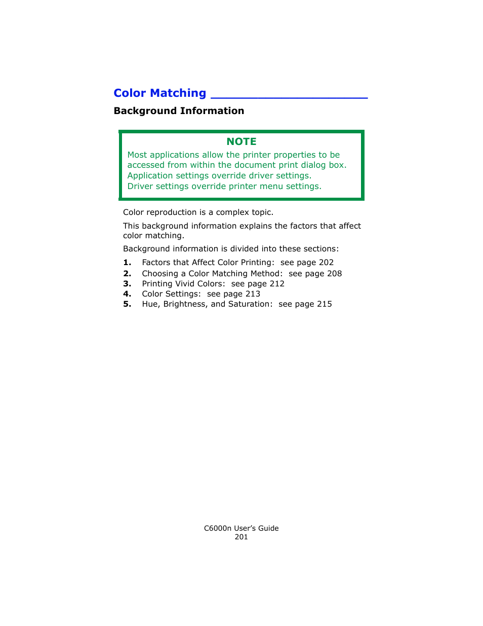 Background information, Color matching | Oki C 6000n User Manual | Page 201 / 324