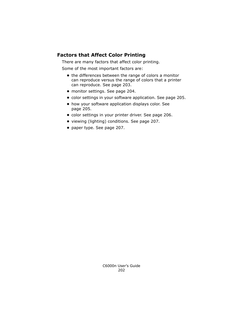 Factors that affect color printing | Oki C 6000n User Manual | Page 202 / 324