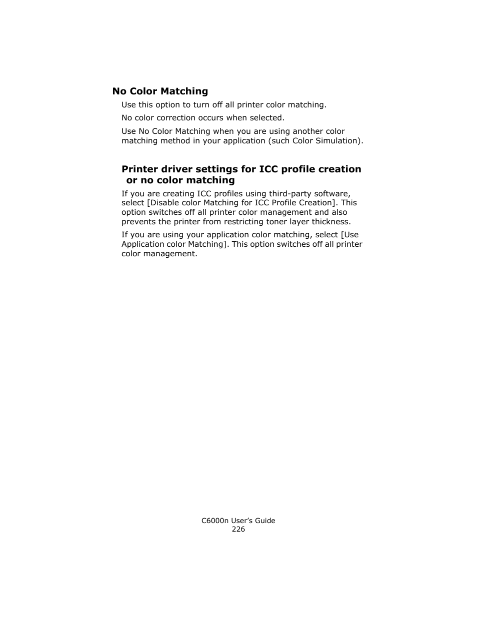 No color matching | Oki C 6000n User Manual | Page 226 / 324