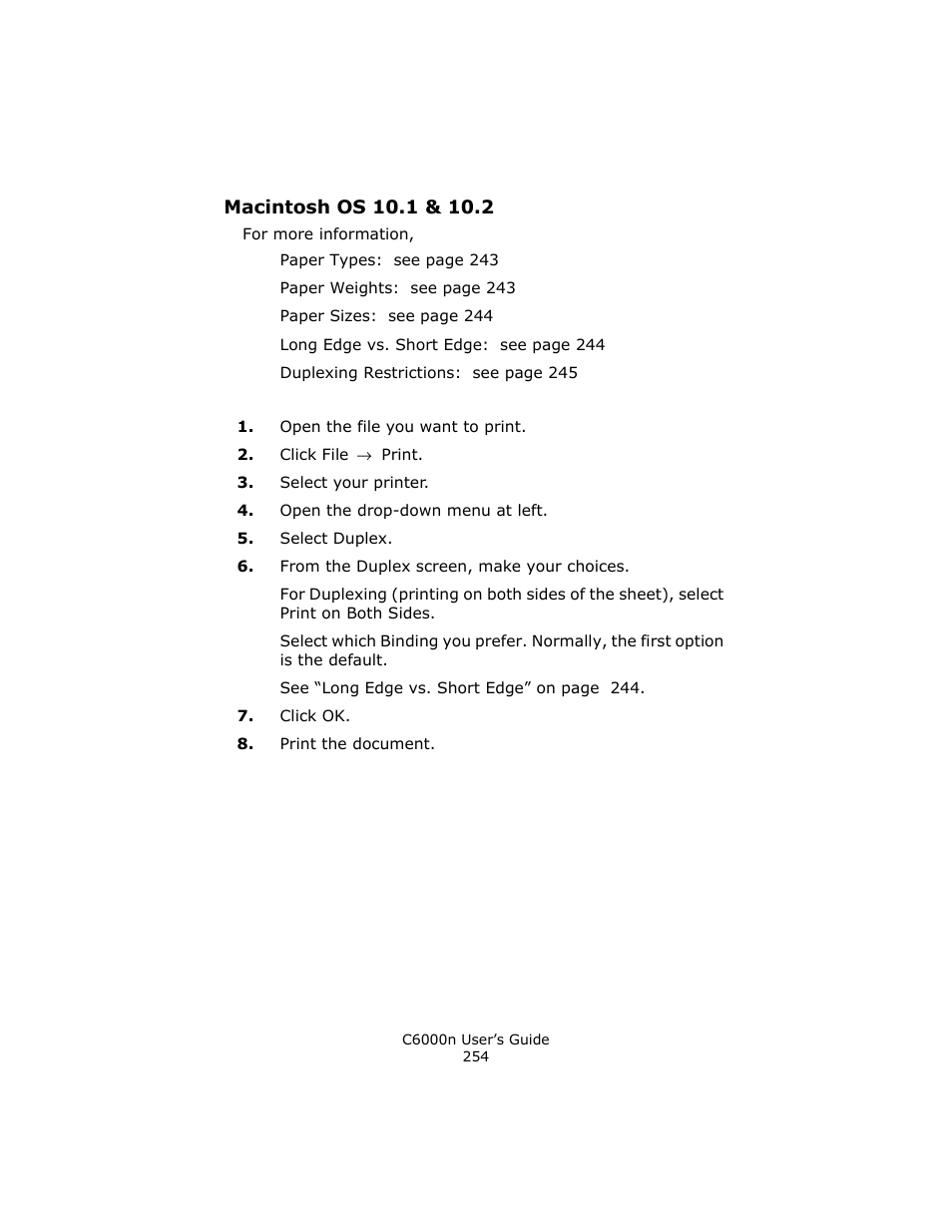 Macintosh os 10.1 & 10.2 | Oki C 6000n User Manual | Page 254 / 324