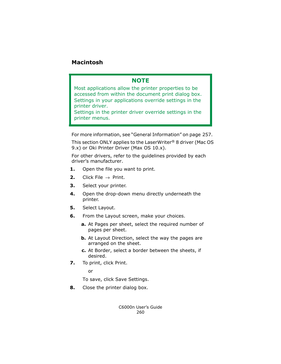 Macintosh | Oki C 6000n User Manual | Page 260 / 324