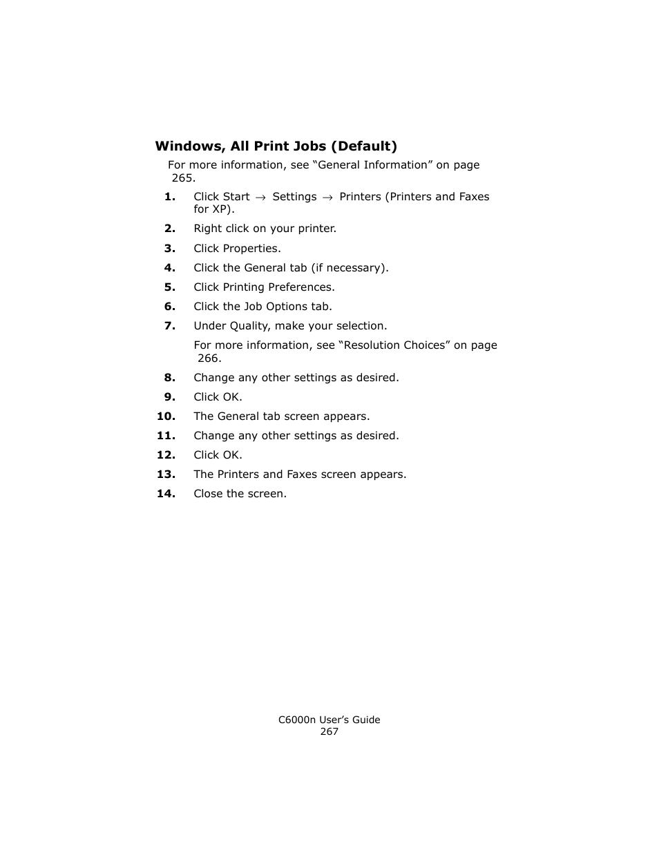 Windows, all print jobs (default) | Oki C 6000n User Manual | Page 267 / 324
