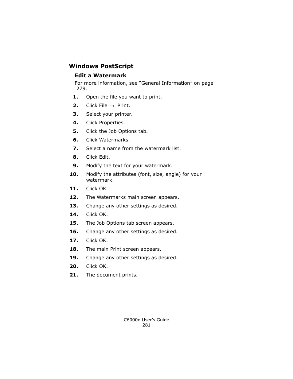 Edit a watermark | Oki C 6000n User Manual | Page 281 / 324