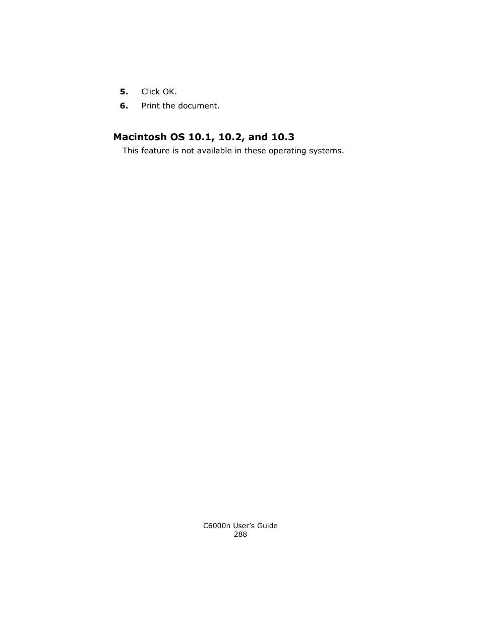 Macintosh os 10.1, 10.2, and 10.3 | Oki C 6000n User Manual | Page 288 / 324