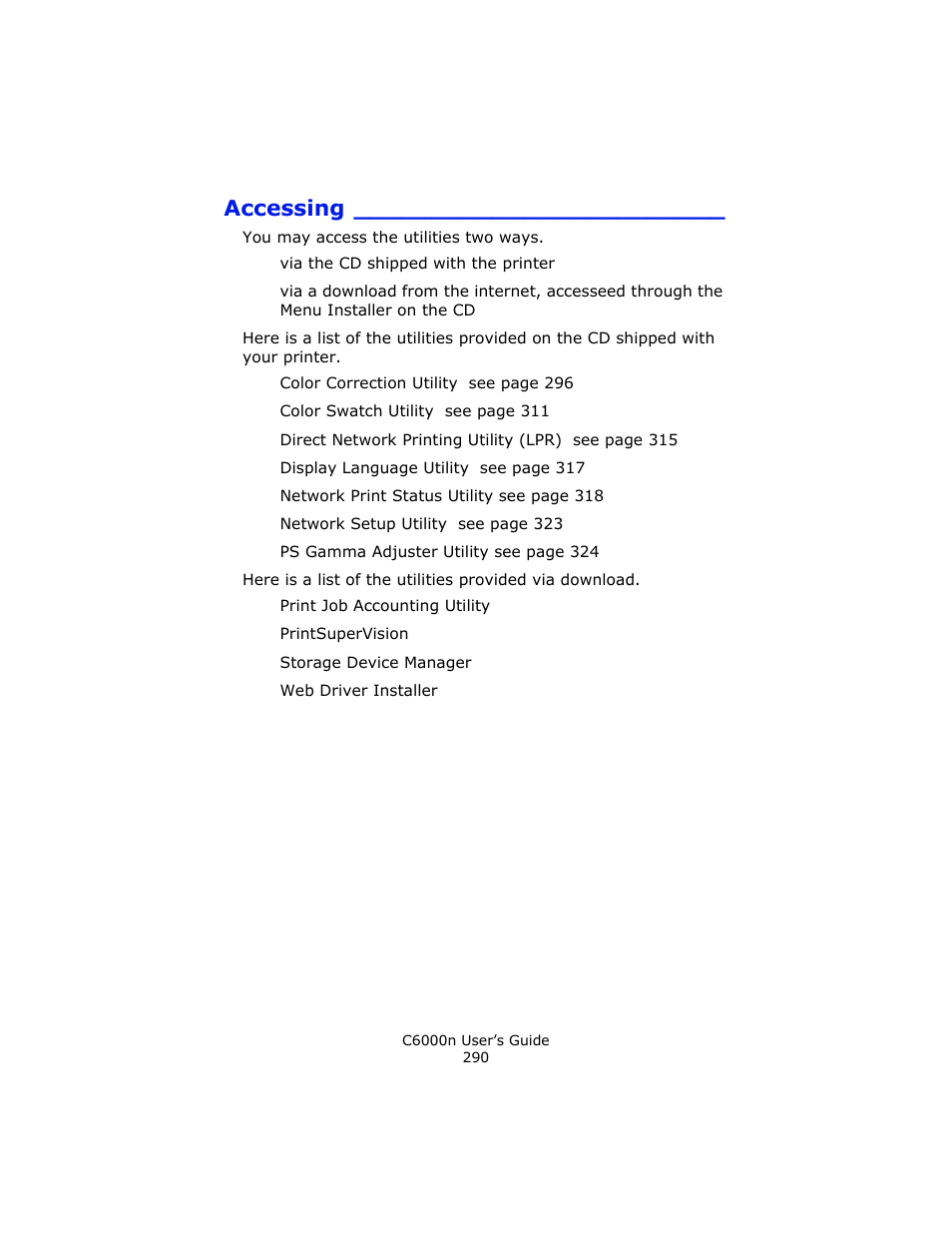 Accessing | Oki C 6000n User Manual | Page 290 / 324