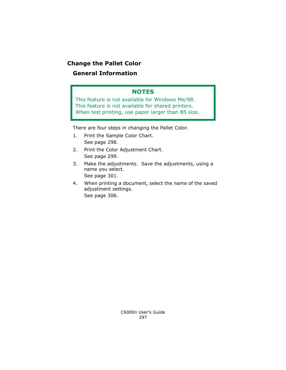 Change the pallet color, General information | Oki C 6000n User Manual | Page 297 / 324