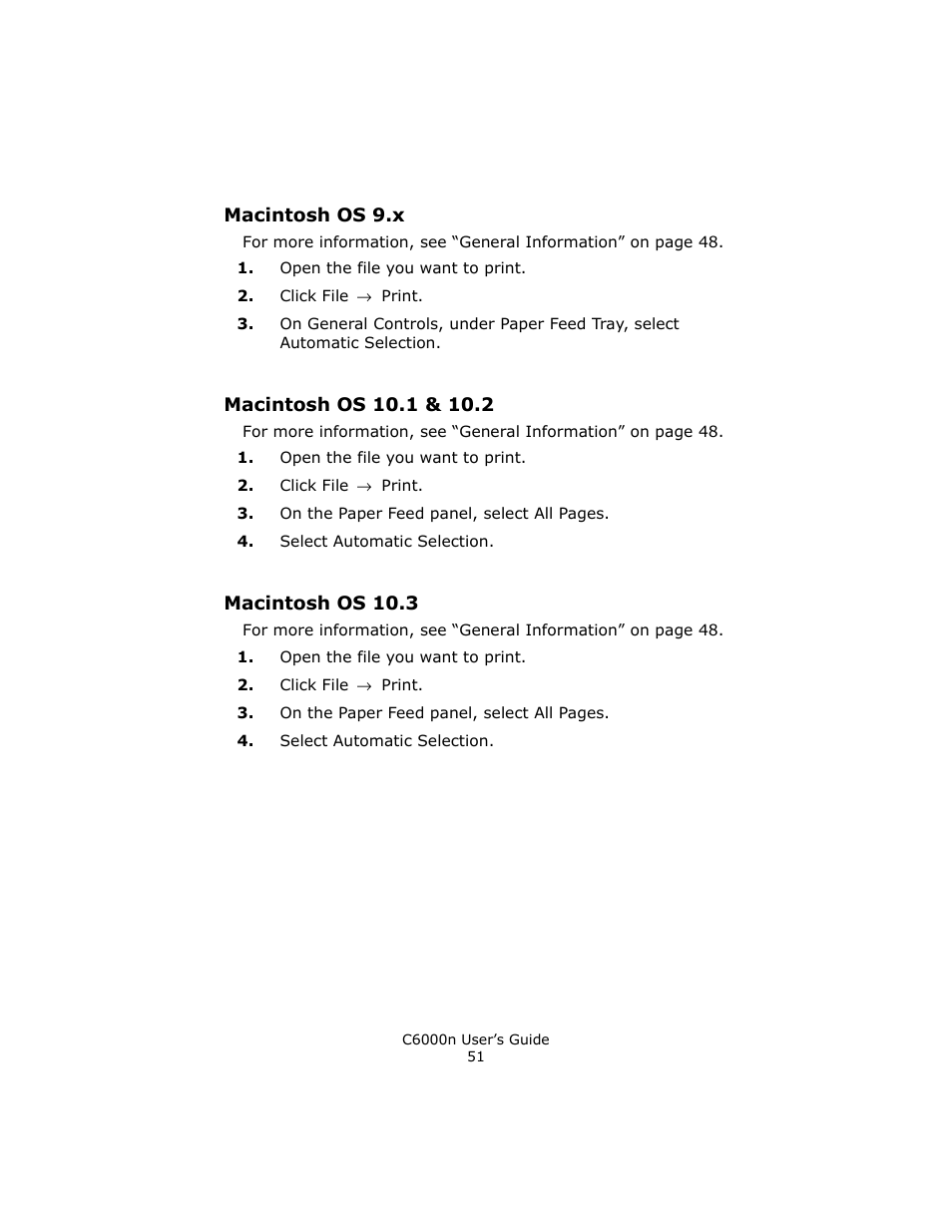 Macintosh os 9.x, Macintosh os 10.1 & 10.2, Macintosh os 10.3 | Oki C 6000n User Manual | Page 51 / 324