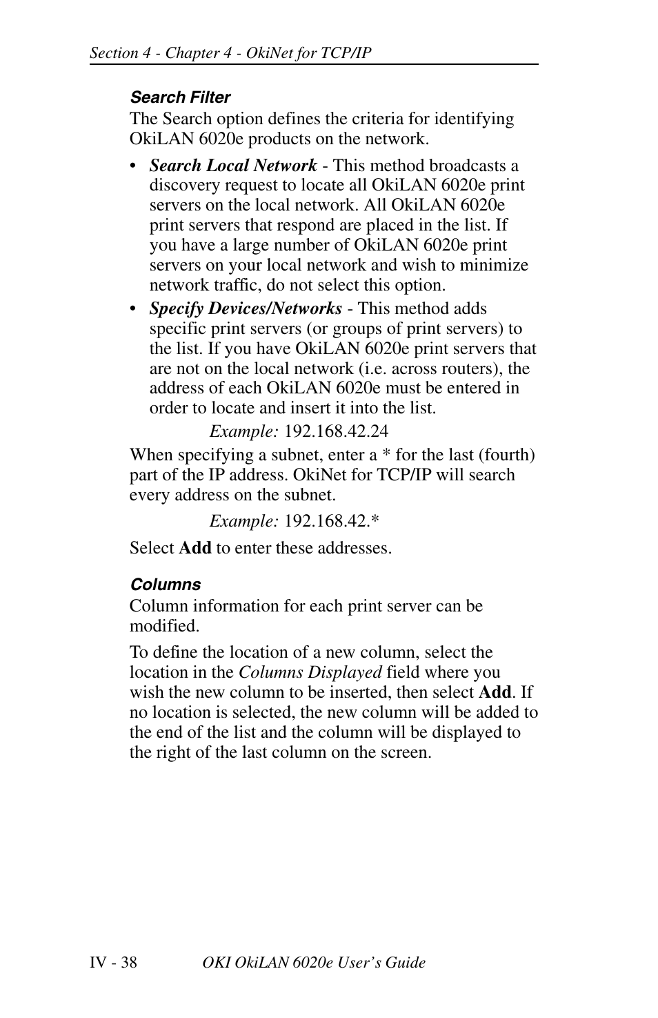 Modifying view settings | Oki lan 6020E User Manual | Page 120 / 226
