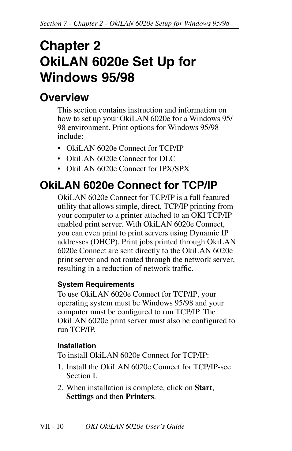 Overview, Okilan 6020e connect for tcp/ip | Oki lan 6020E User Manual | Page 208 / 226