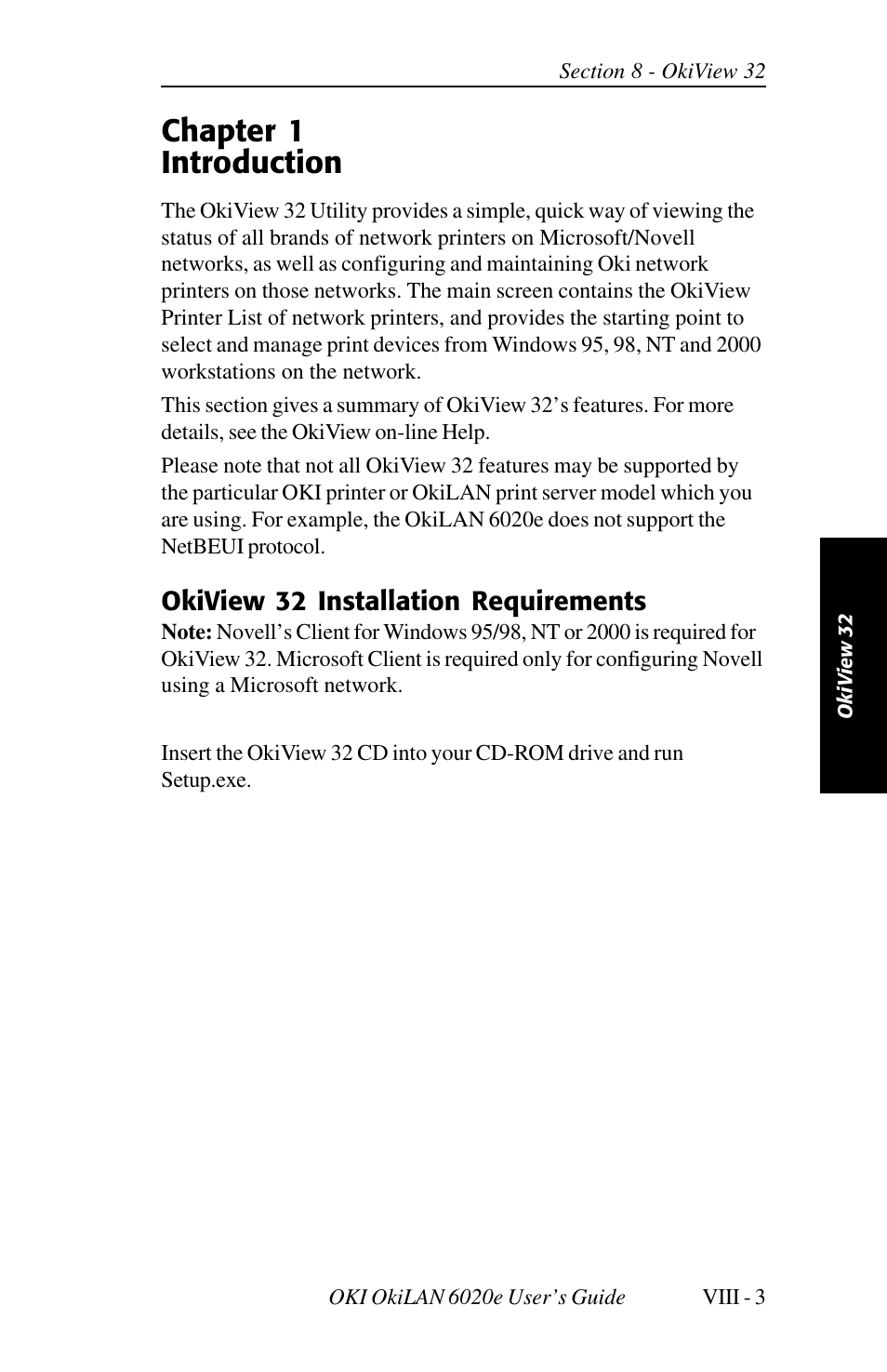 Chapter 1 introduction | Oki lan 6020E User Manual | Page 215 / 226